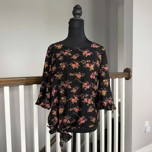 Le Gali NWT Brooke Floral Side-Knot Ruffle Sleeve Blouse Top Small Coquette Boho